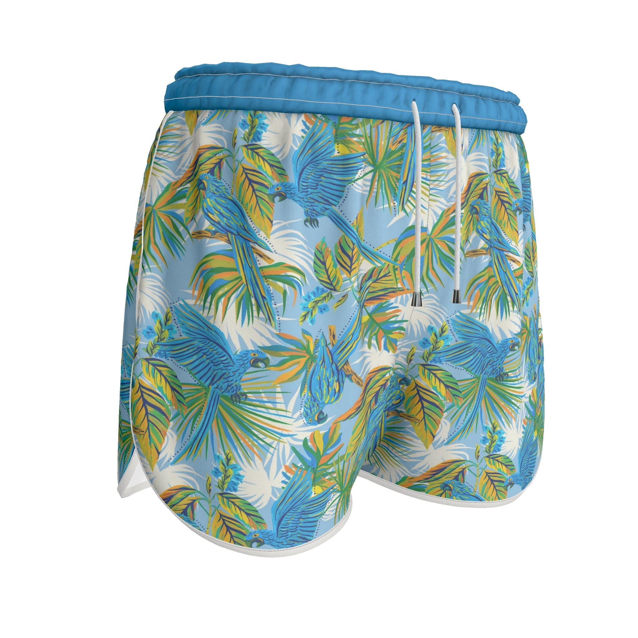 Women's Athletic Shorts — White Trim — Tropical Macaw
