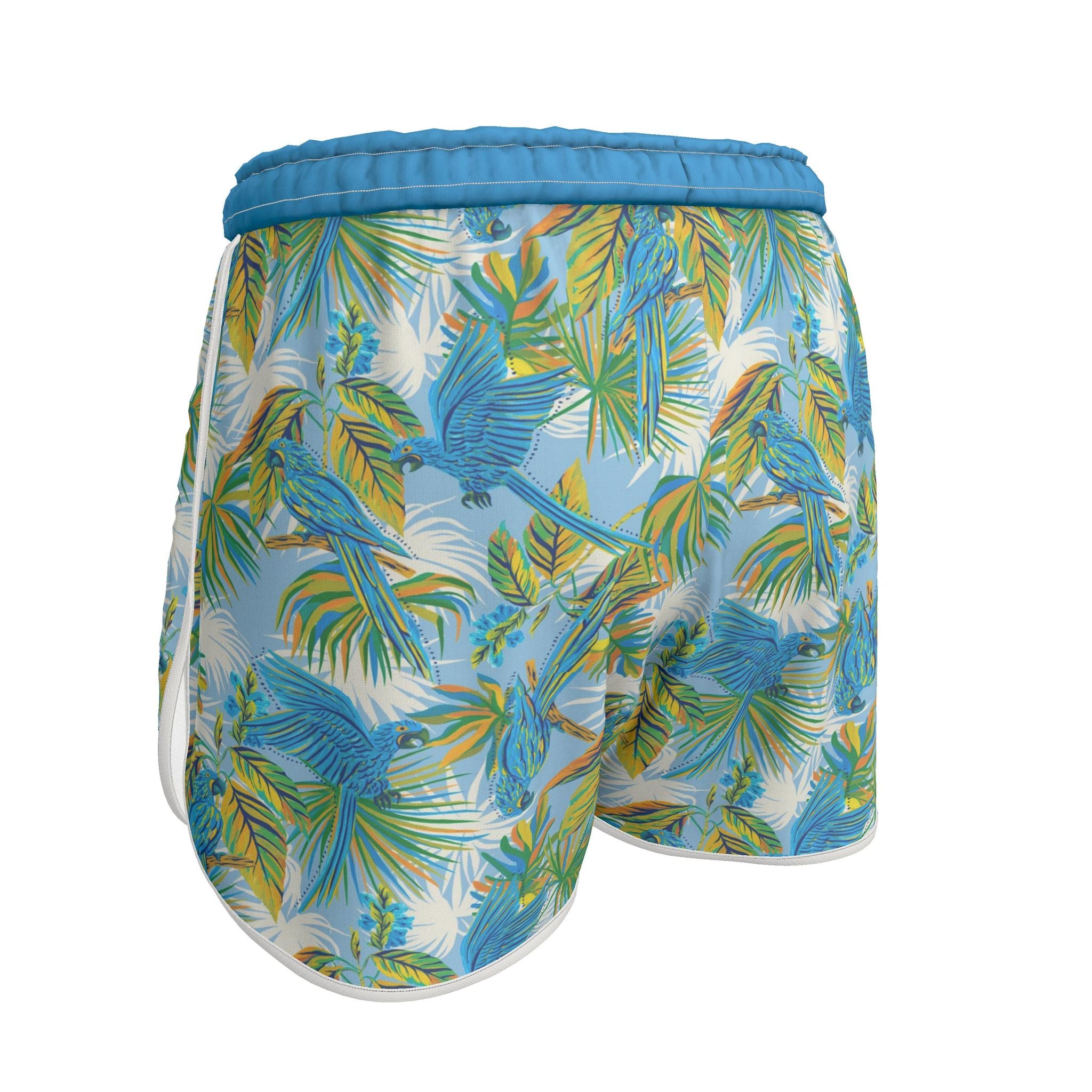Women's Athletic Shorts — White Trim — Tropical Macaw