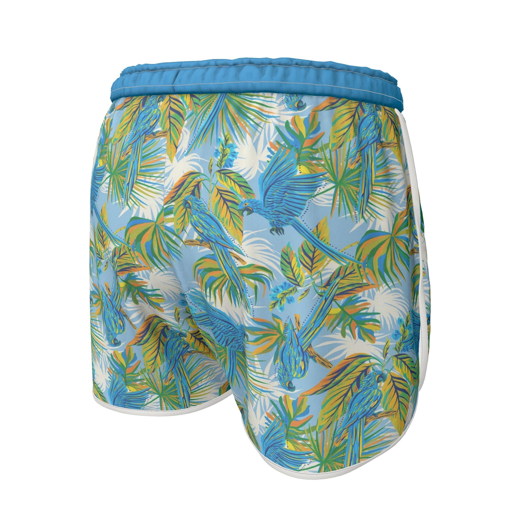 Women's Athletic Shorts — White Trim — Tropical Macaw