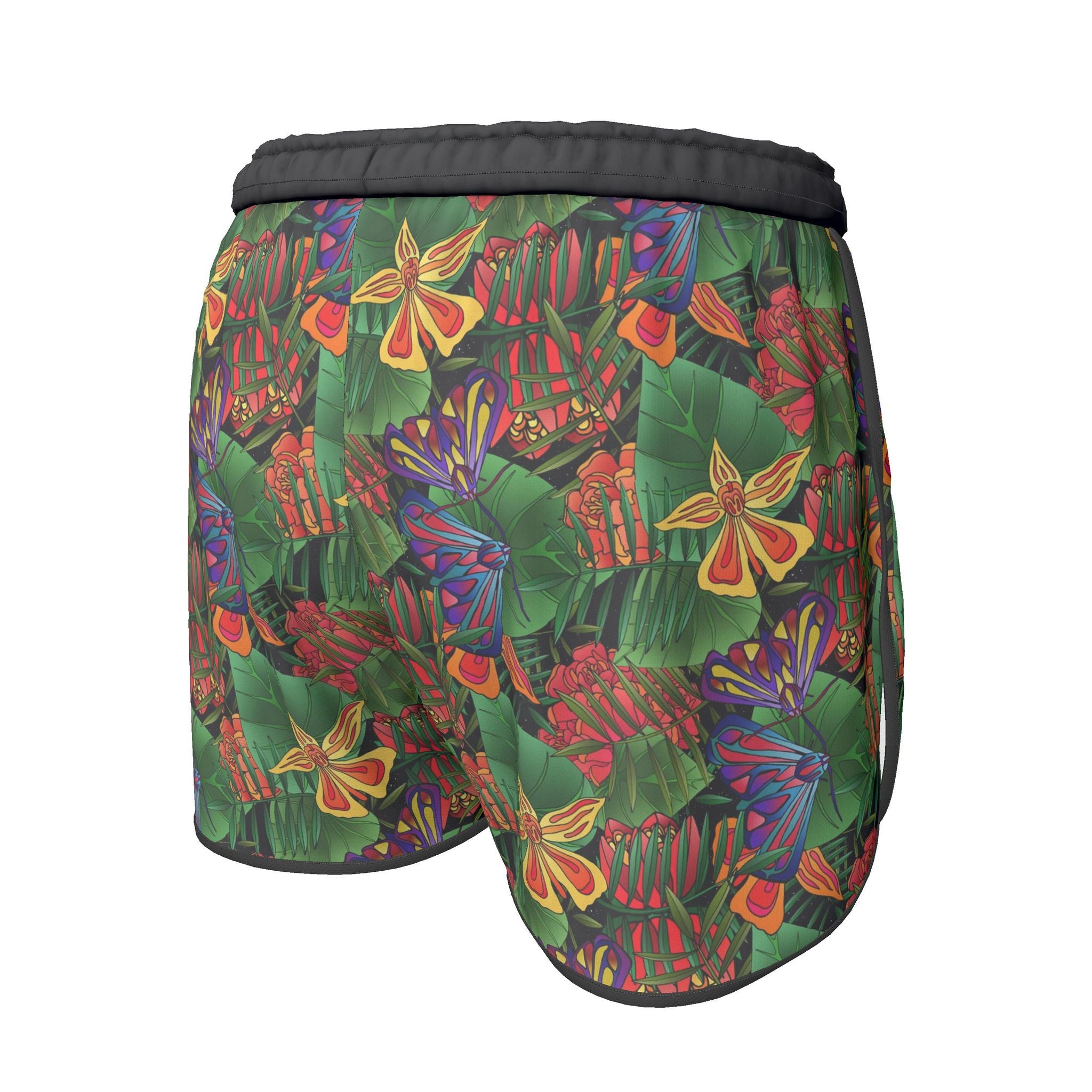 Women's Athletic Shorts — Black Trim — Jungle Flower