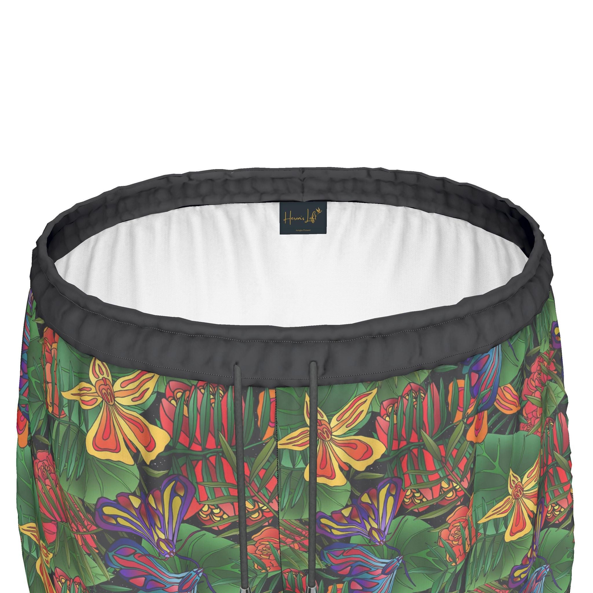 Women's Athletic Shorts — Black Trim — Jungle Flower