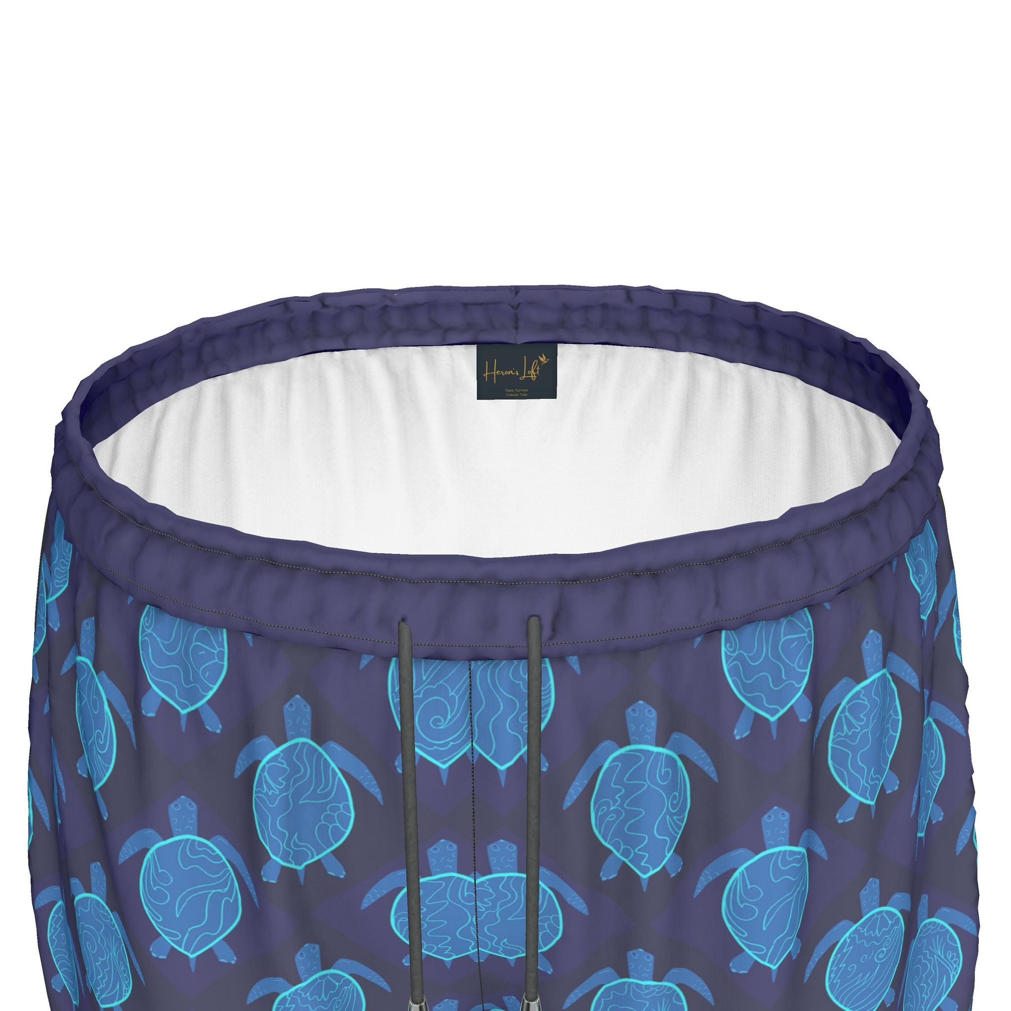 Women's Athletic Shorts — Black Trim — Topo Turtles Cobalt Tide