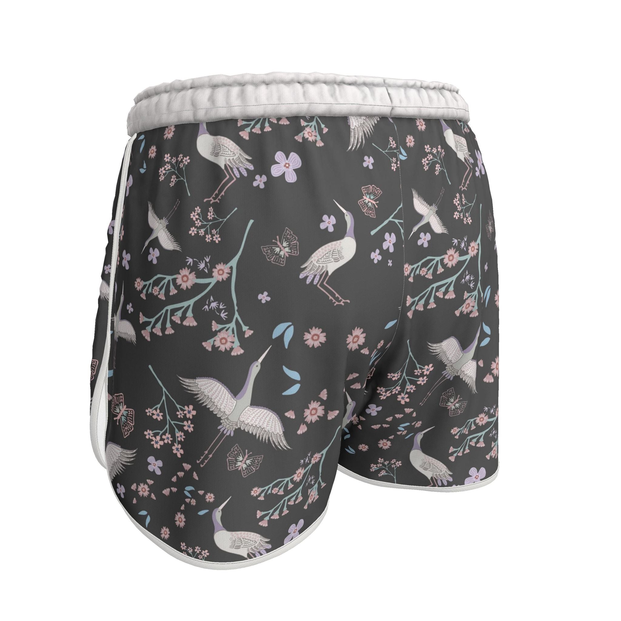 Women's Athletic Shorts — White Trim — White Crane Onyx