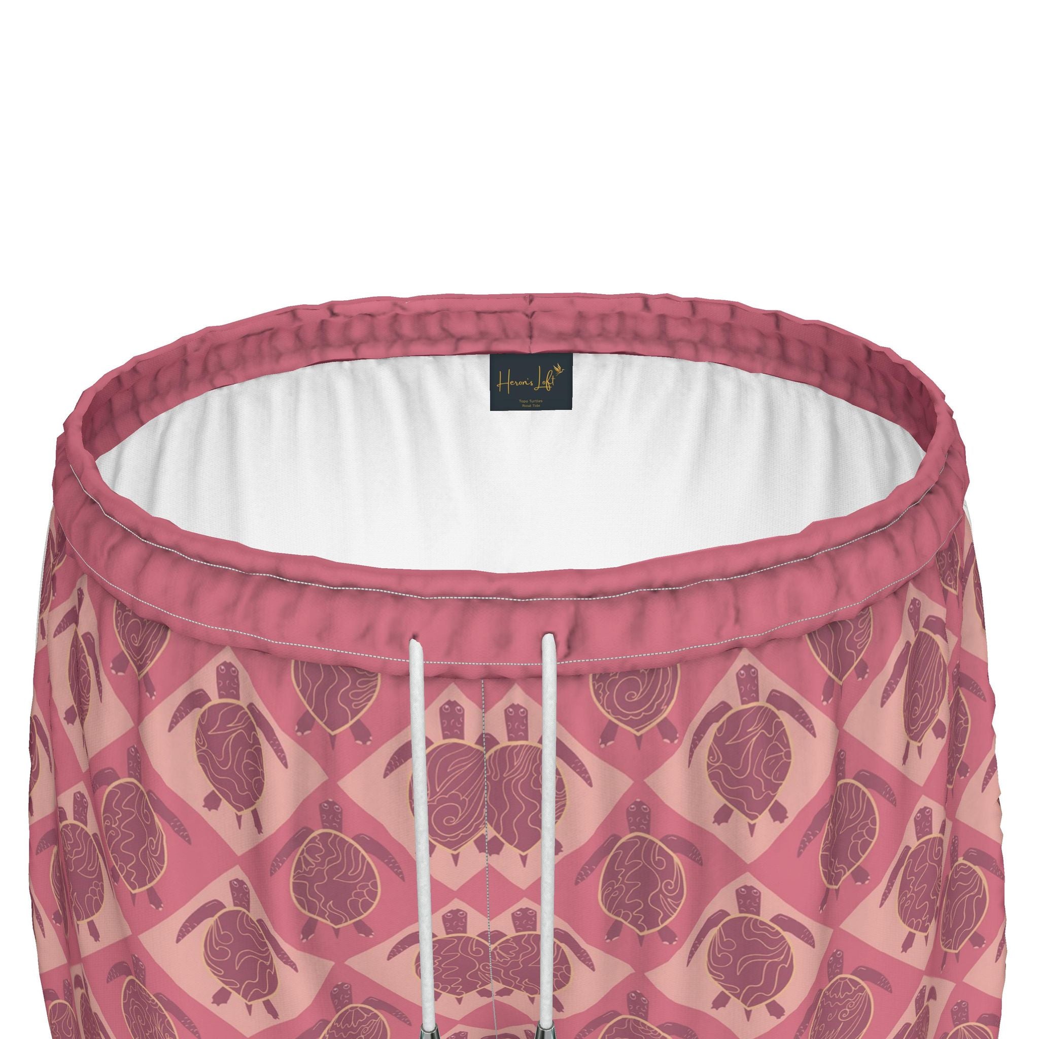 Women's Athletic Shorts — White Trim — Topo Turtles Rosé Tide
