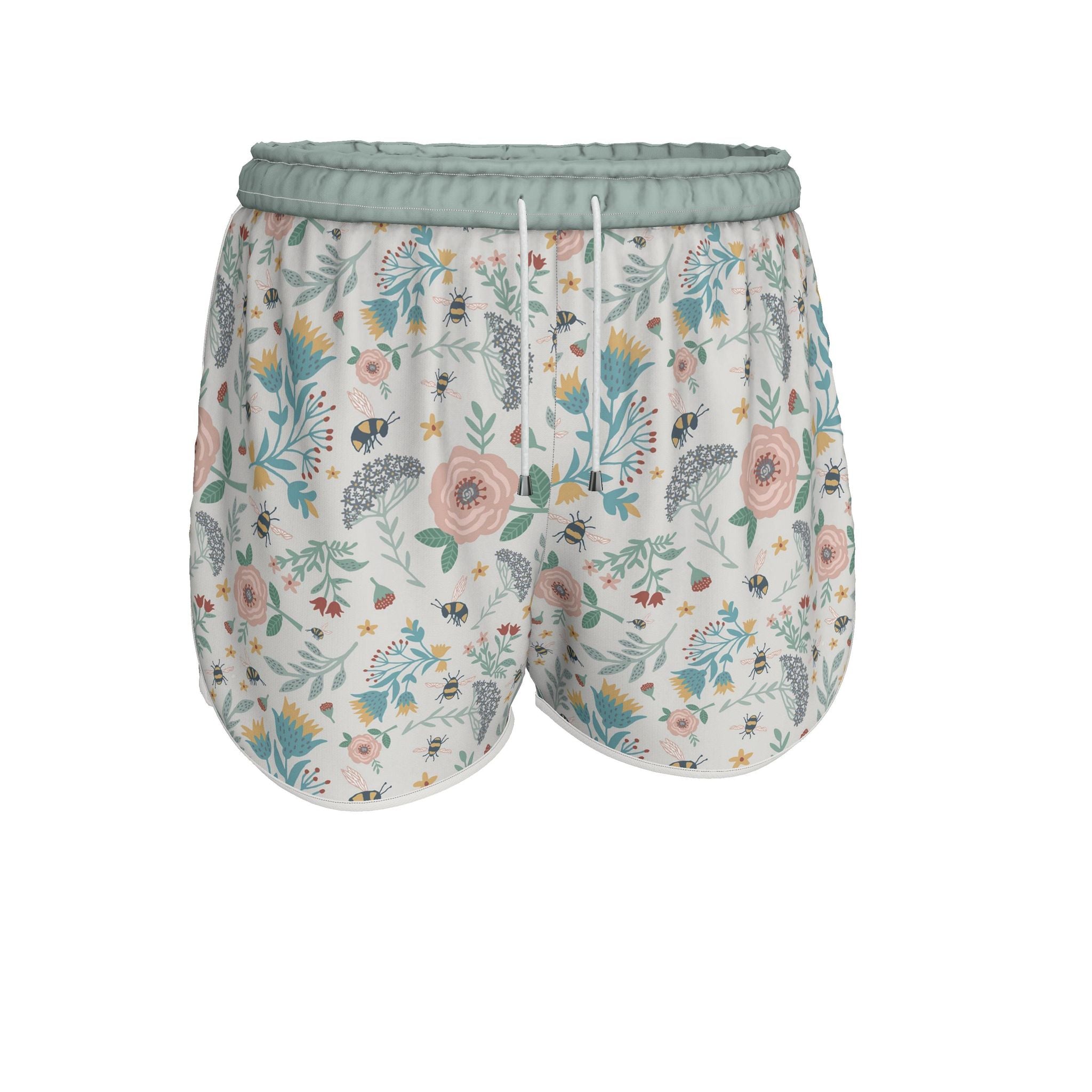 Women's Athletic Shorts — White Trim — Bee Garden