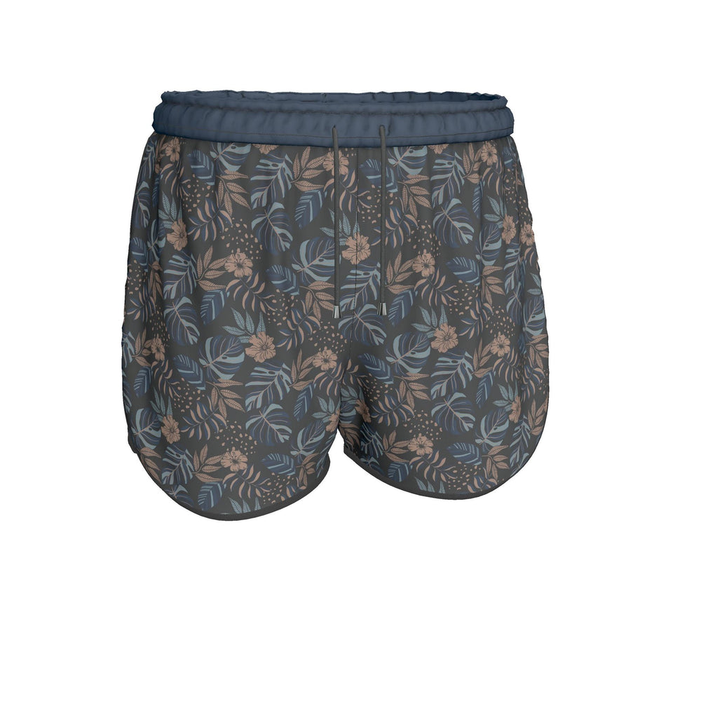 Women's Athletic Shorts — Black Trim — Midnight Monstera