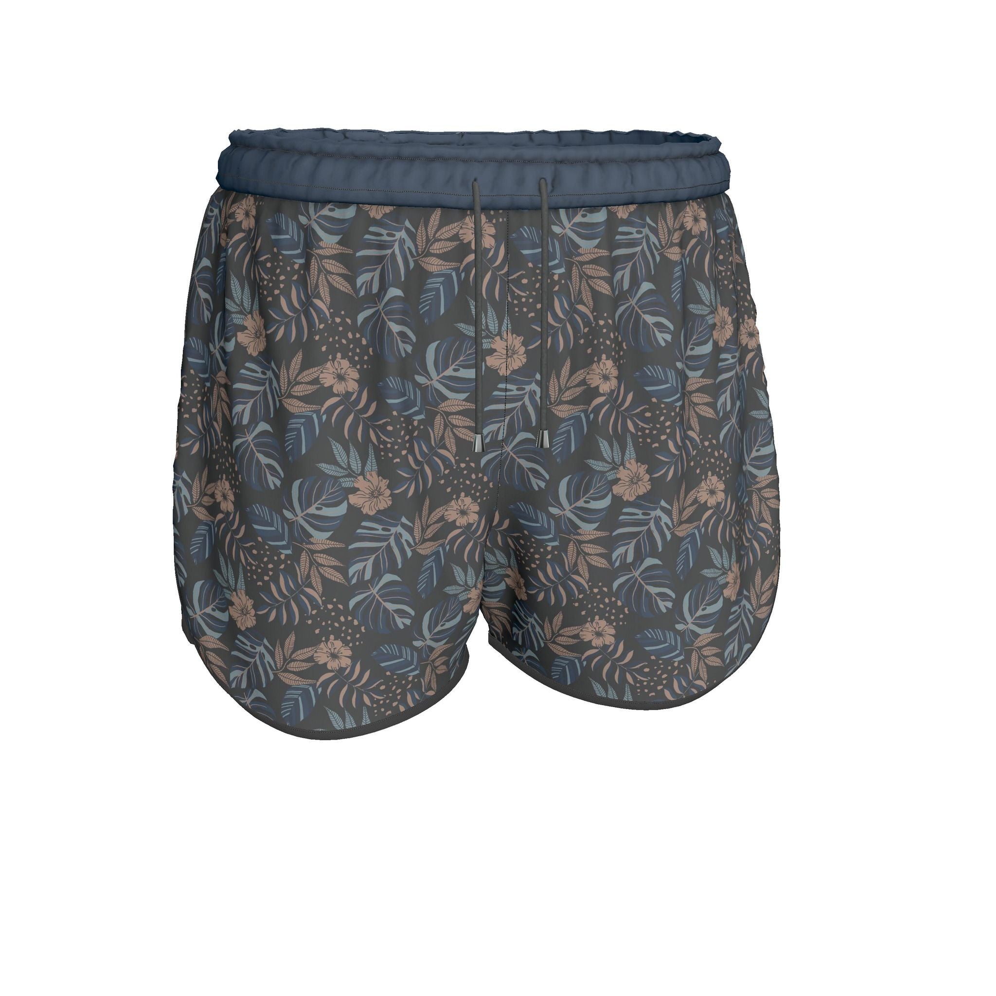 Women's Athletic Shorts — Black Trim — Midnight Monstera