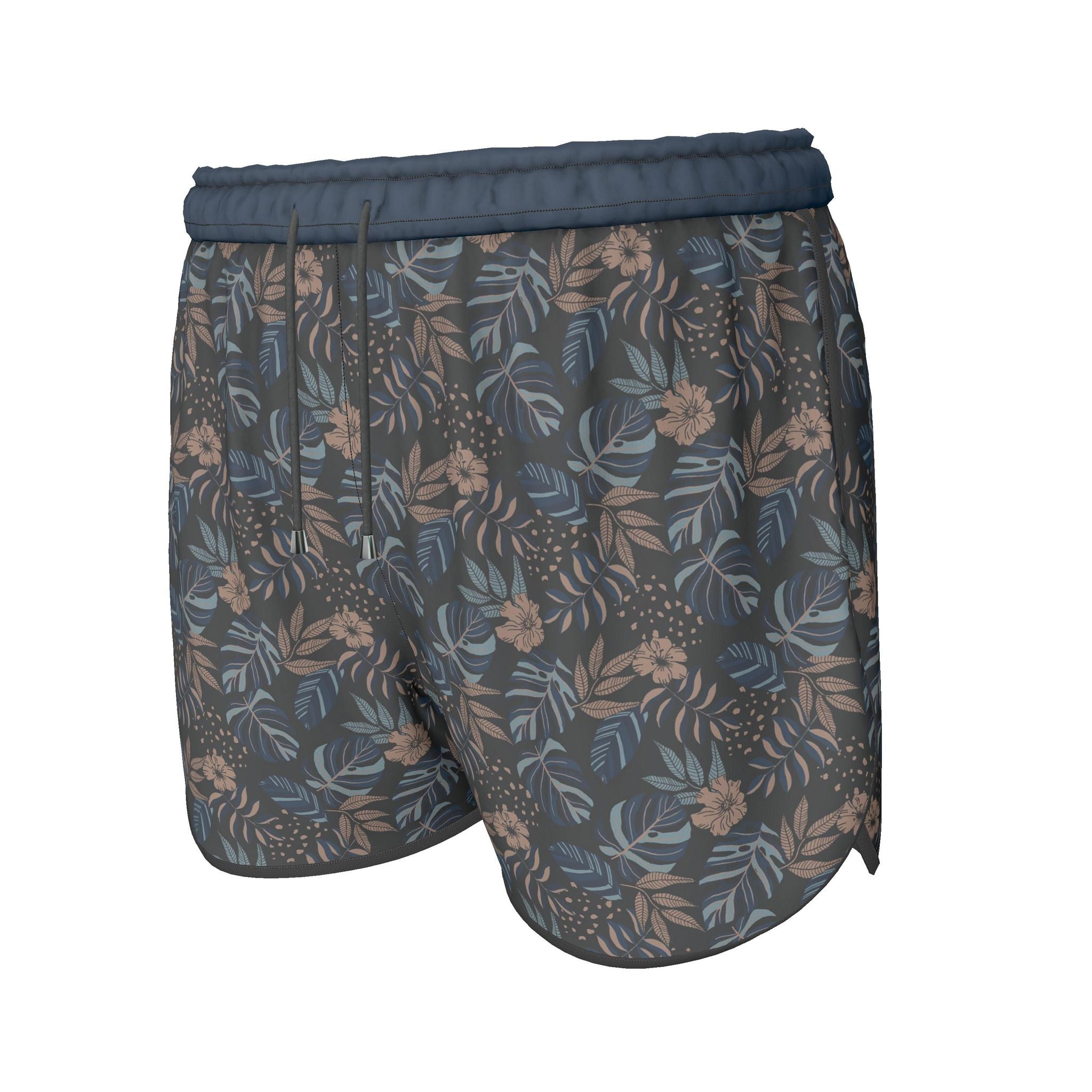 Women's Athletic Shorts — Black Trim — Midnight Monstera