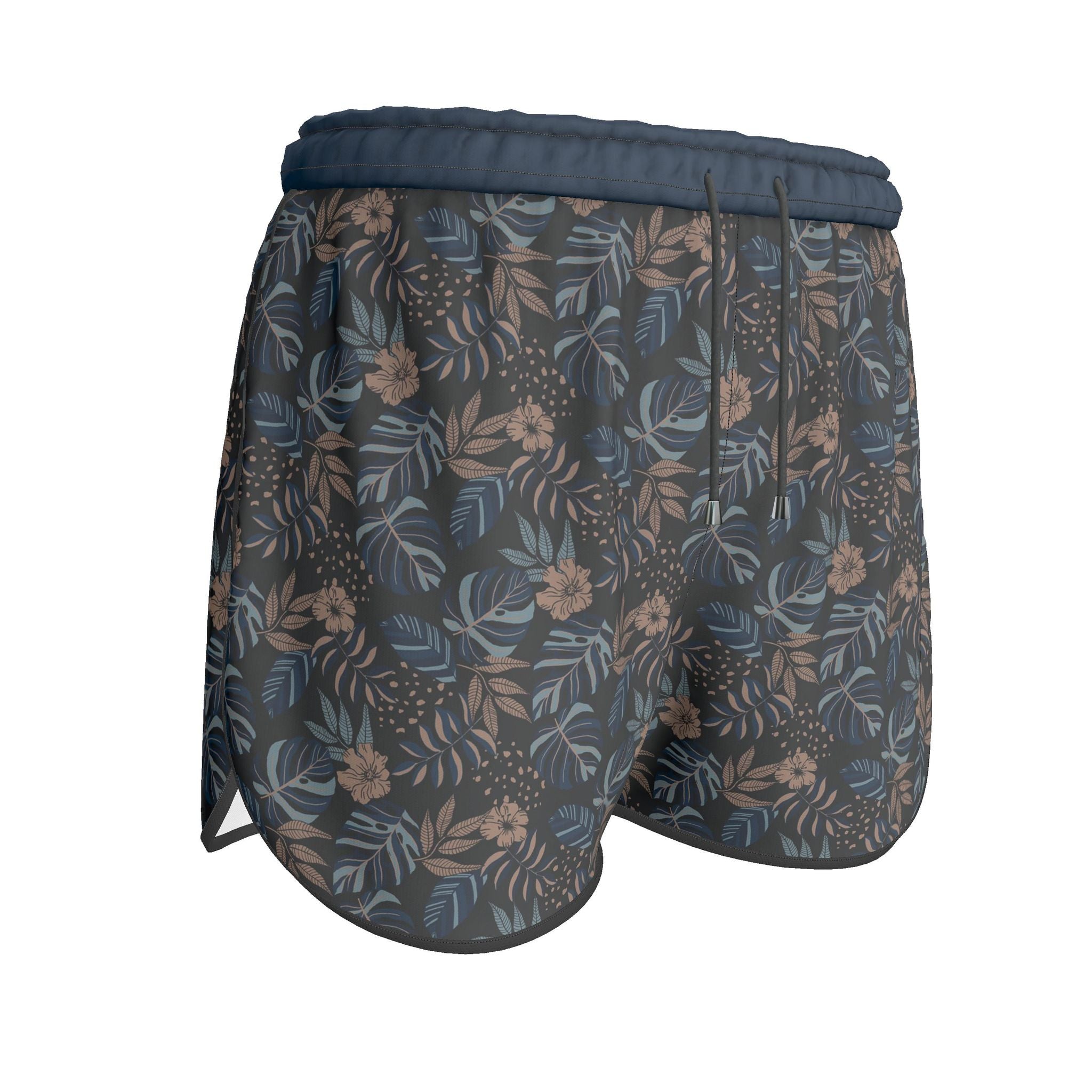 Women's Athletic Shorts — Black Trim — Midnight Monstera