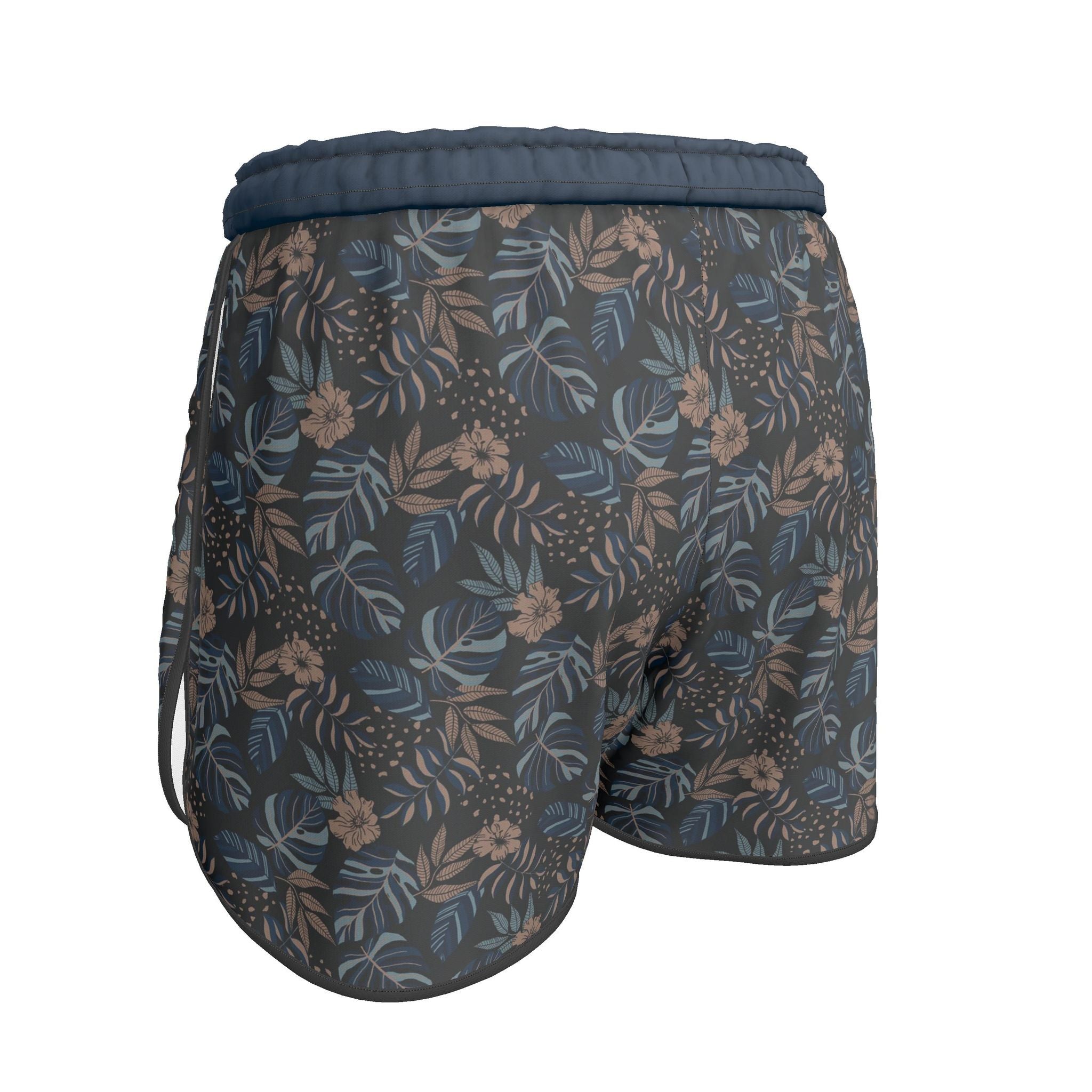 Women's Athletic Shorts — Black Trim — Midnight Monstera