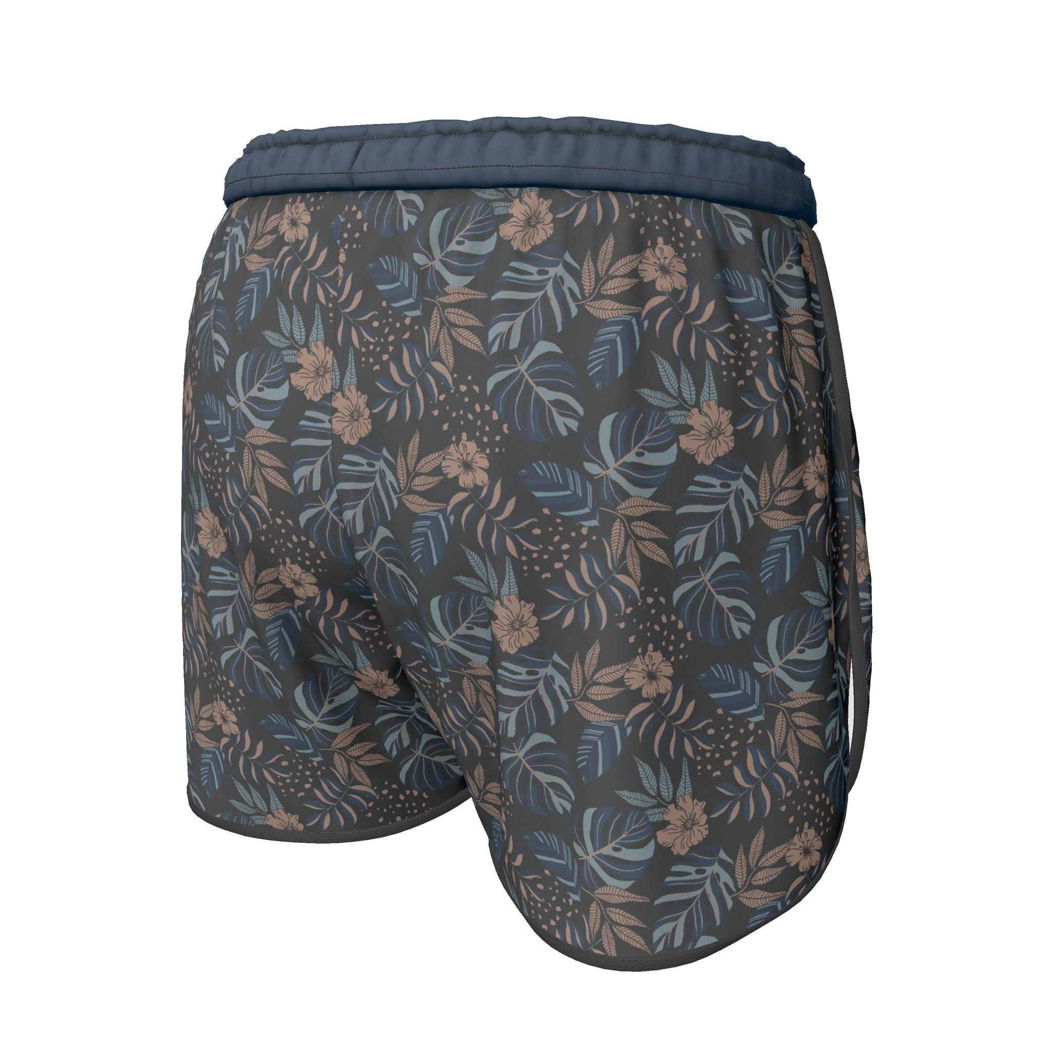 Women's Athletic Shorts — Black Trim — Midnight Monstera