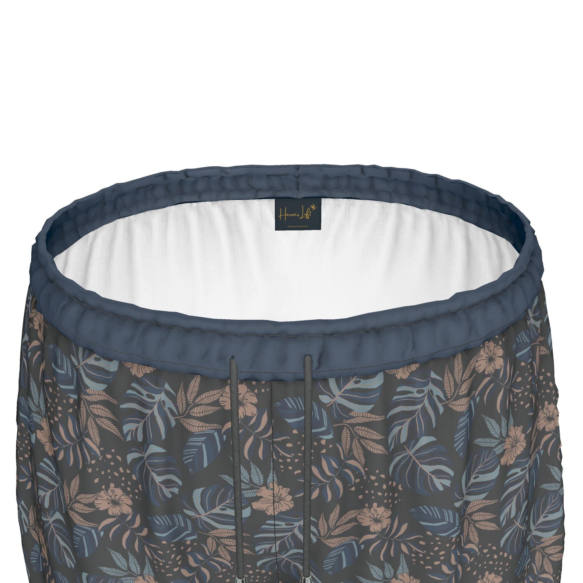 Women's Athletic Shorts — Black Trim — Midnight Monstera