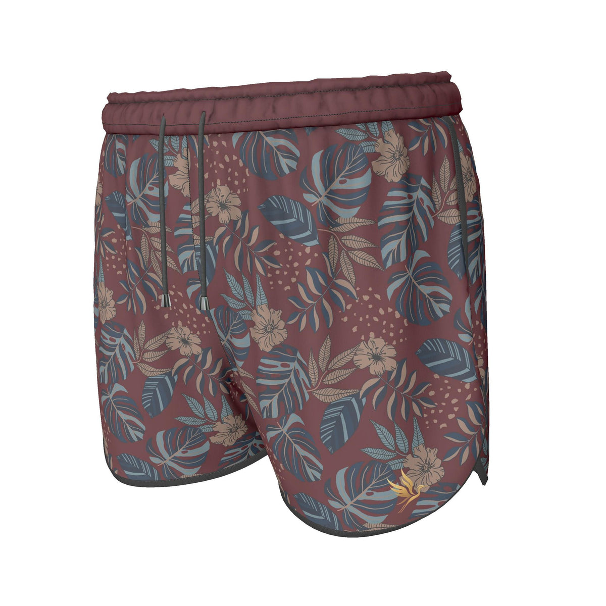 Women's Athletic Shorts — Midnight Monstera Ruby Red