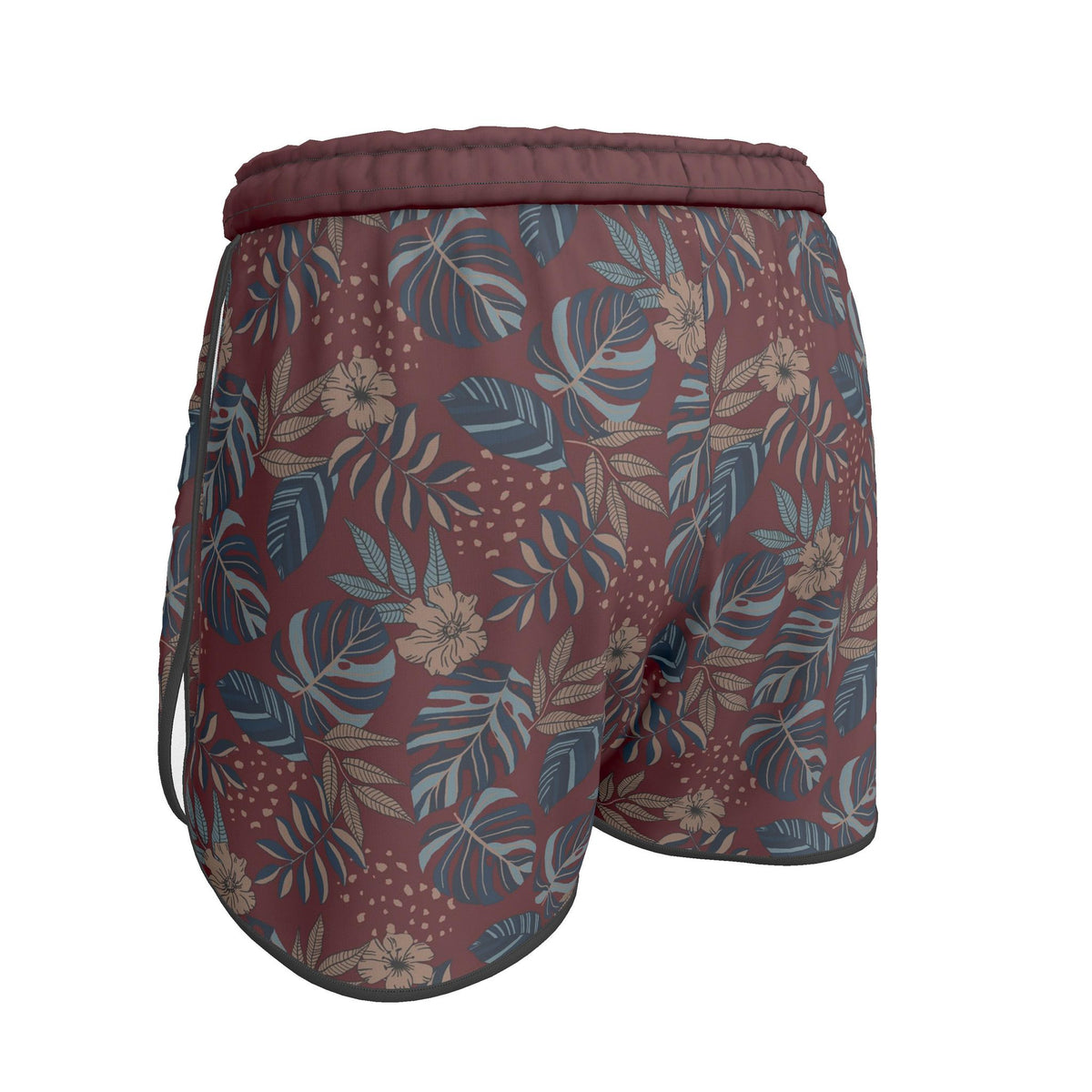 Women's Athletic Shorts — Midnight Monstera Ruby Red