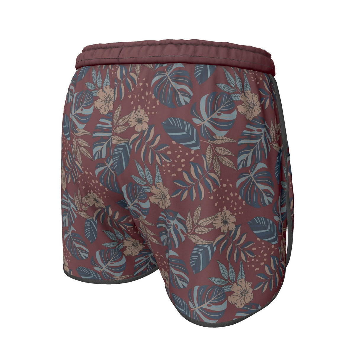 Women's Athletic Shorts — Midnight Monstera Ruby Red