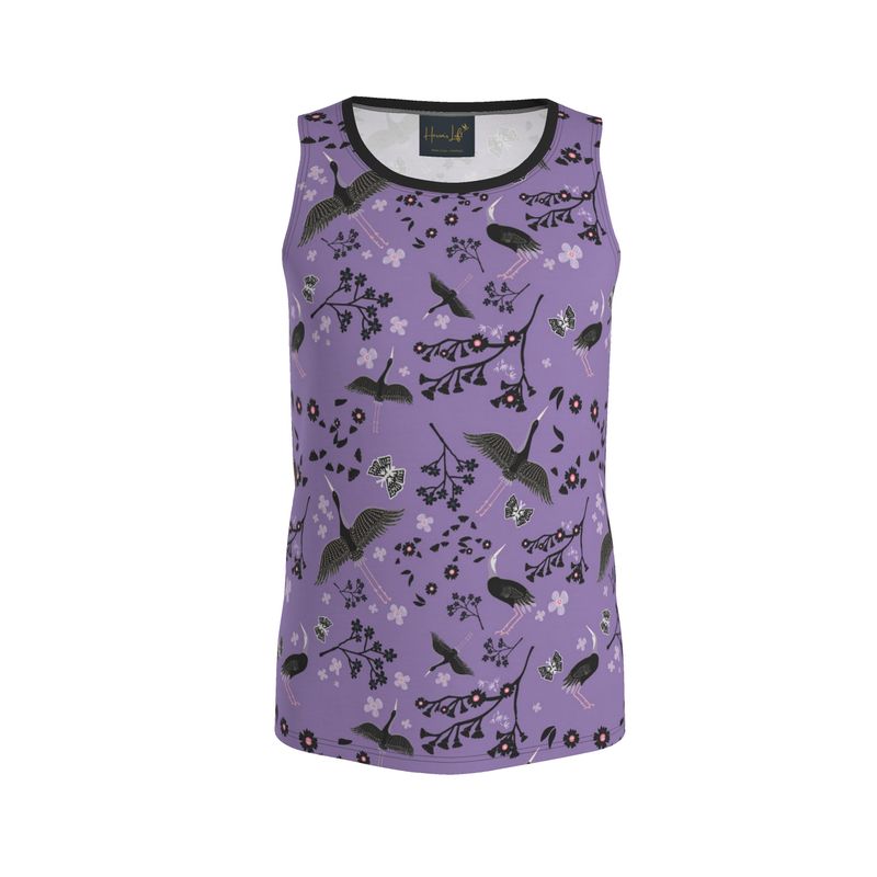 White Crane Amethyst Men’s Athletic Hybrid Tank Top
