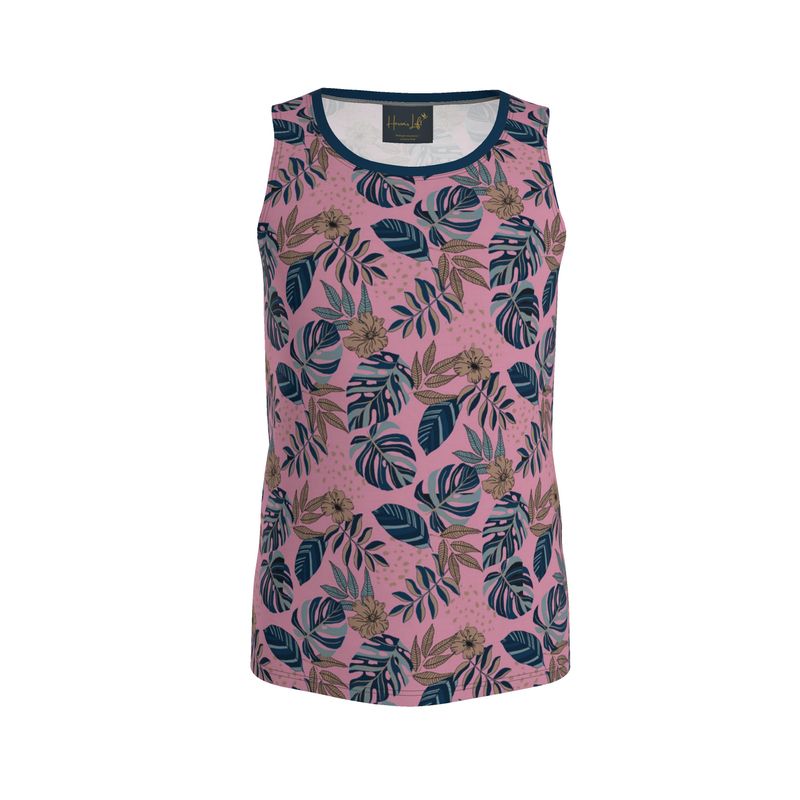 Midnight Monstera Lunaria Rose Men’s Athletic Hybrid Tank Top