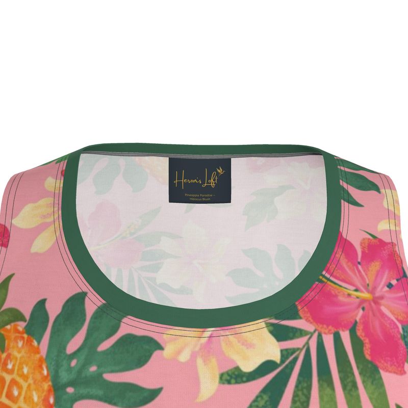 Pineapple Paradise Hibiscus Blush Men’s Athletic Hybrid Tank Top