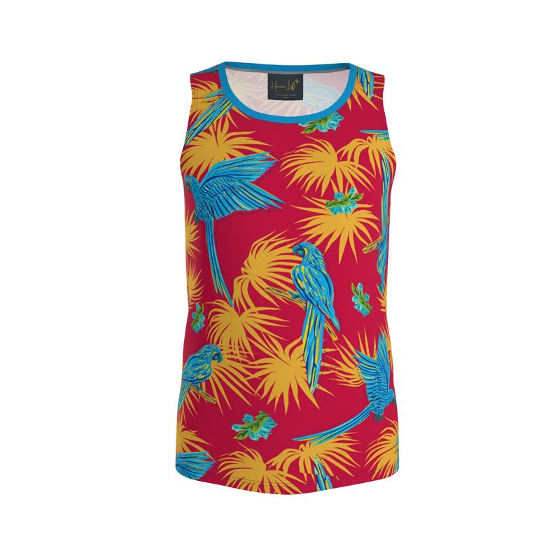 Tropical Macaw Samba Red Men's Athletic Hybrid Tank Top