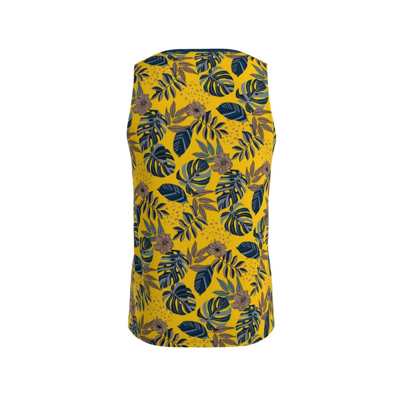 Midnight Monstera Honey Gold Men's Athletic Hybrid Tank Top