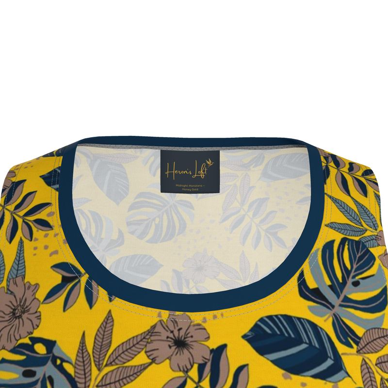 Midnight Monstera Honey Gold Men's Athletic Hybrid Tank Top