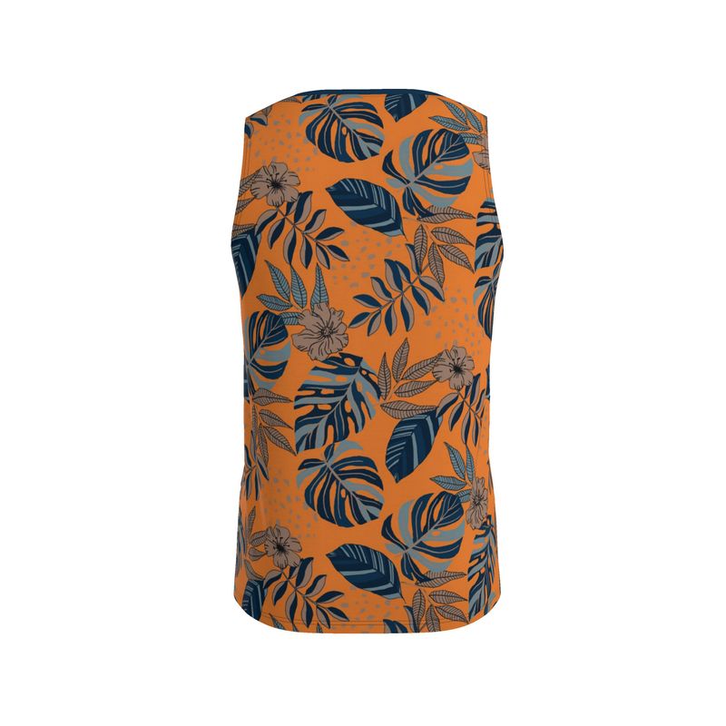 Midnight Monstera Cadmium Orange Men's Athletic Hybrid Tank Top