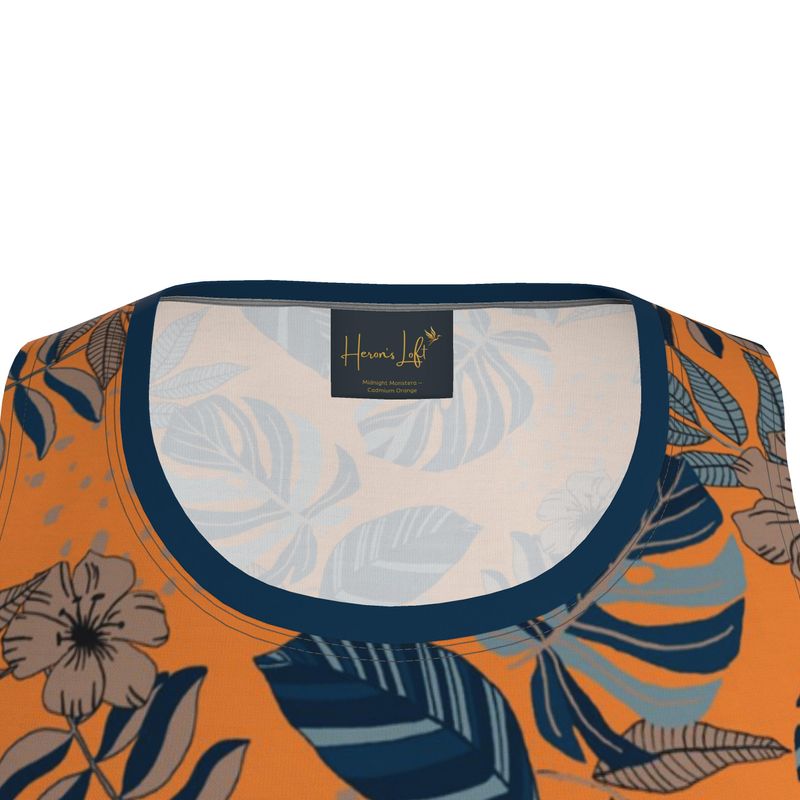 Midnight Monstera Cadmium Orange Men's Athletic Hybrid Tank Top