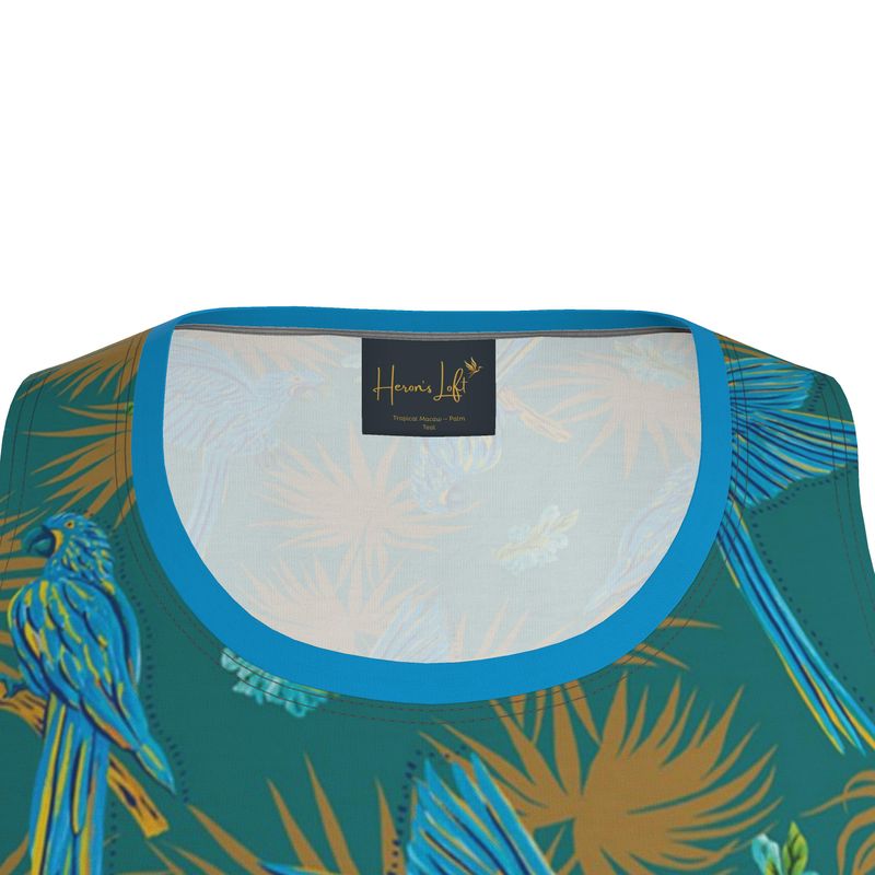 Tropical Macaw Palm Teal Men’s Athletic Hybrid Tank Top