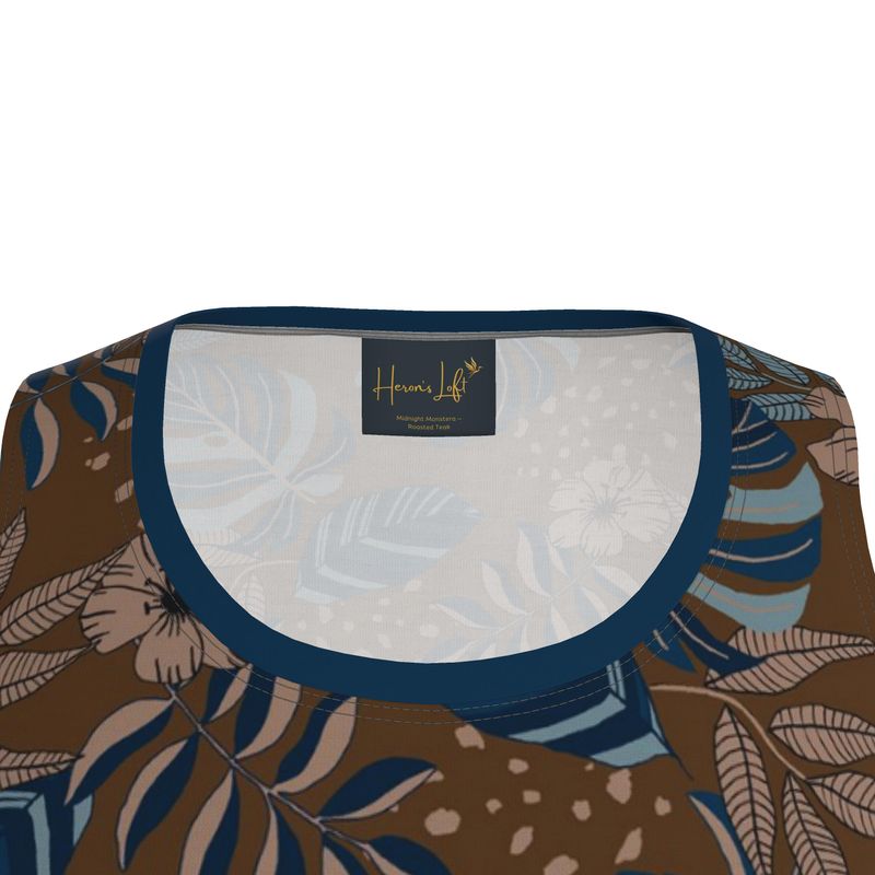 Midnight Monstera Roasted Teak Men’s Athletic Hybrid Tank Top