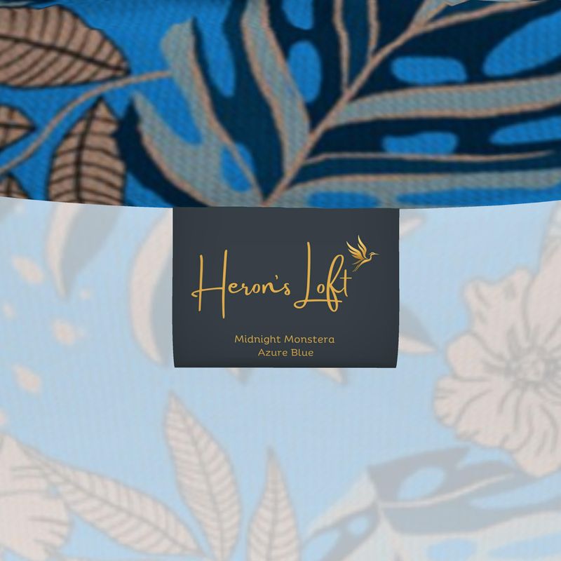 Men’s High-Roll Turtleneck — Midnight Monstera Azure Blue