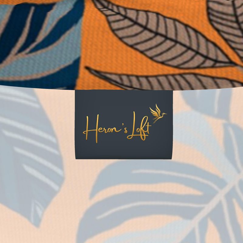 Men’s High-Roll Turtleneck — Midnight Monstera Cadmium Orange