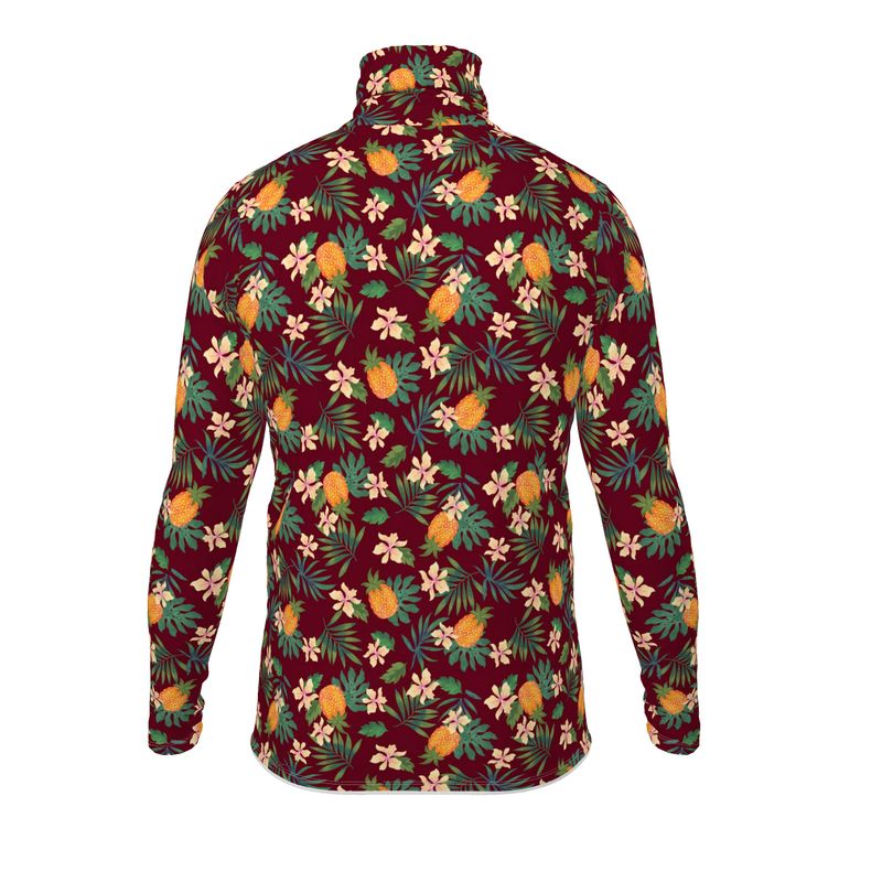 Men’s High-Roll Turtleneck — Pineapple Paradise Burgundy