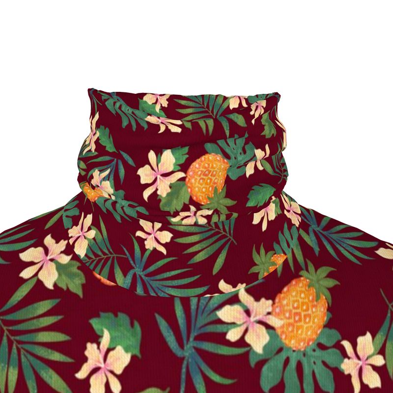 Men’s High-Roll Turtleneck — Pineapple Paradise Burgundy