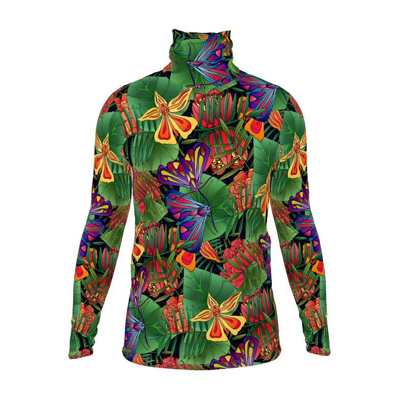 Men’s High-Roll Turtleneck — Jungle Flower