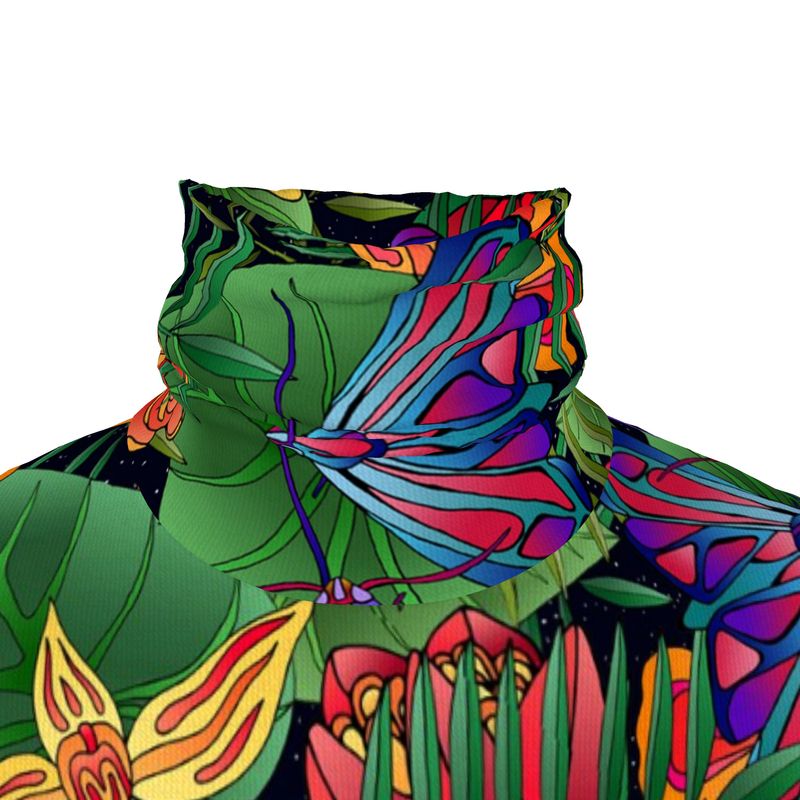 Men’s High-Roll Turtleneck — Jungle Flower