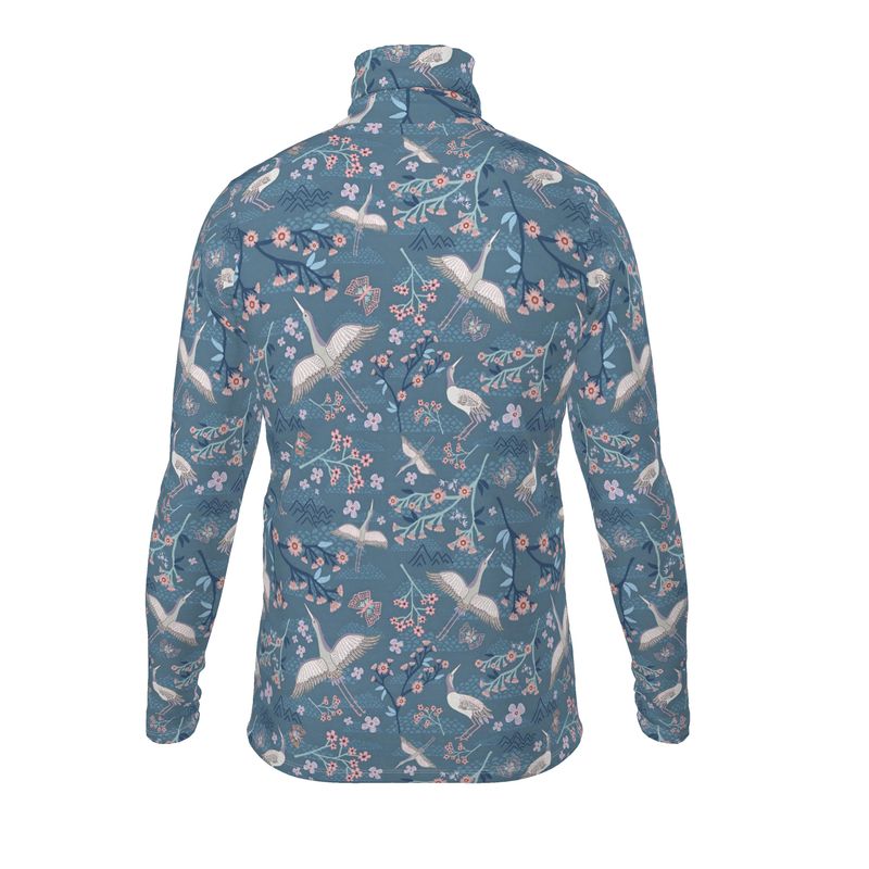 Men’s High-Roll Turtleneck — White Crane