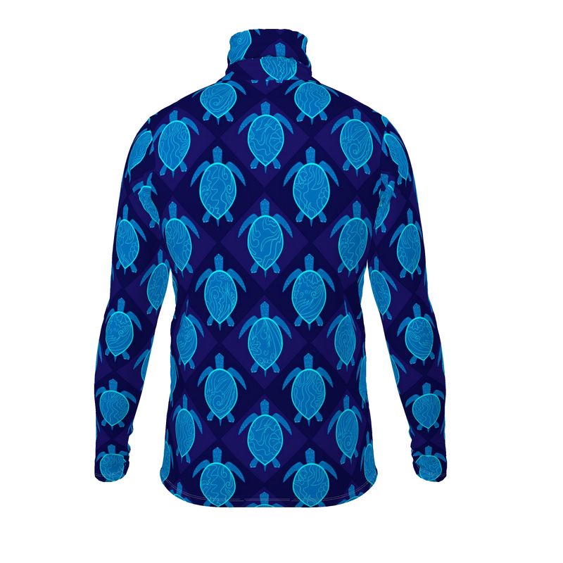 Men’s High-Roll Turtleneck — Topo Turtle Cobalt Tide