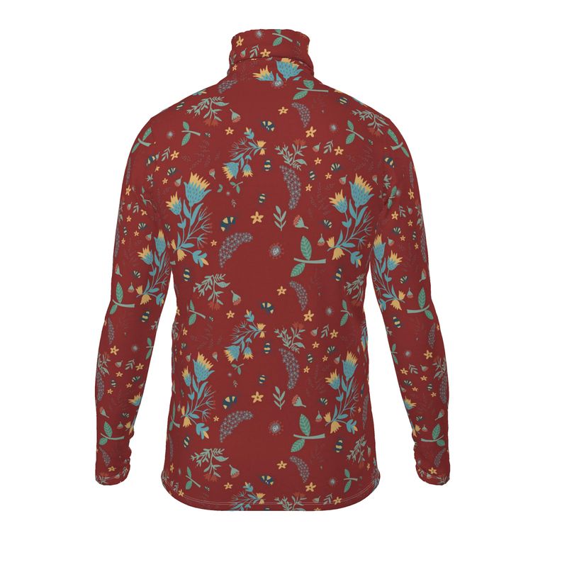Men’s High-Roll Turtleneck — Bee Garden Rustic Bloom