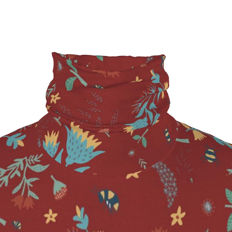 Men’s High-Roll Turtleneck — Bee Garden Rustic Bloom