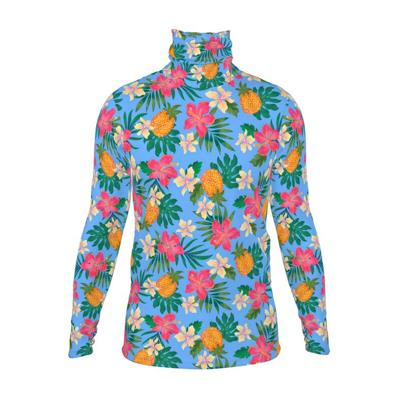 Men’s High-Roll Turtleneck — Pineapple Paradise Island Breeze