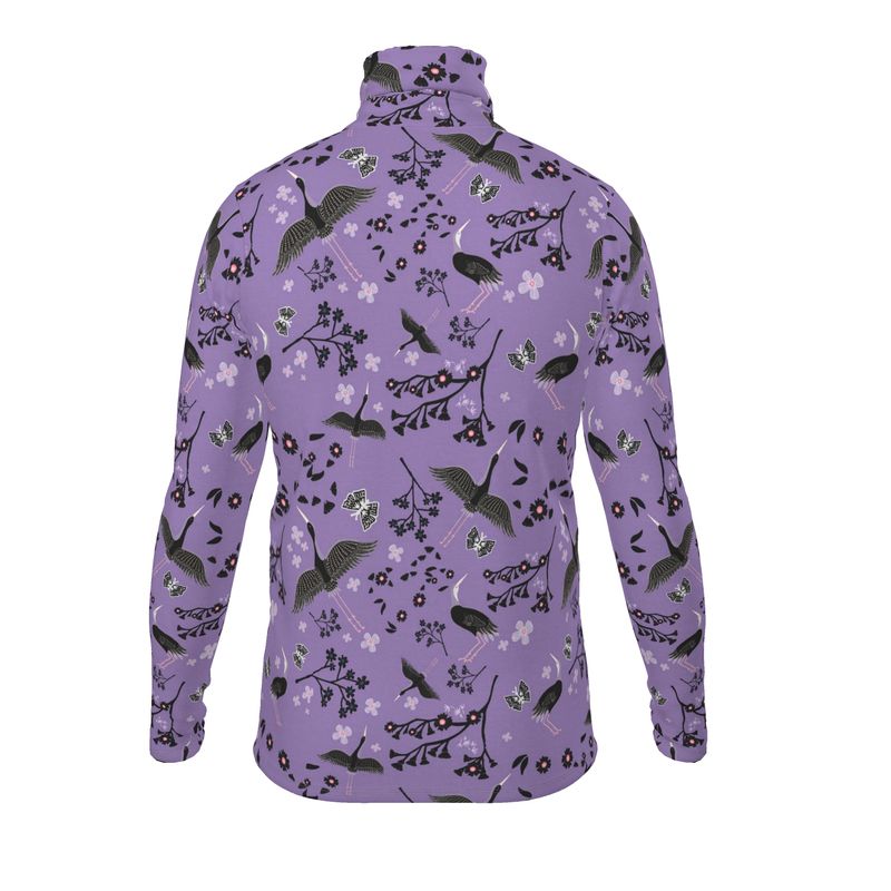 Men’s High-Roll Turtleneck — White Crane Amethyst