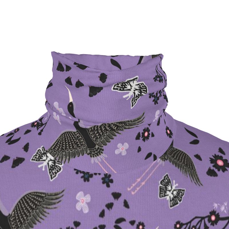 Men’s High-Roll Turtleneck — White Crane Amethyst