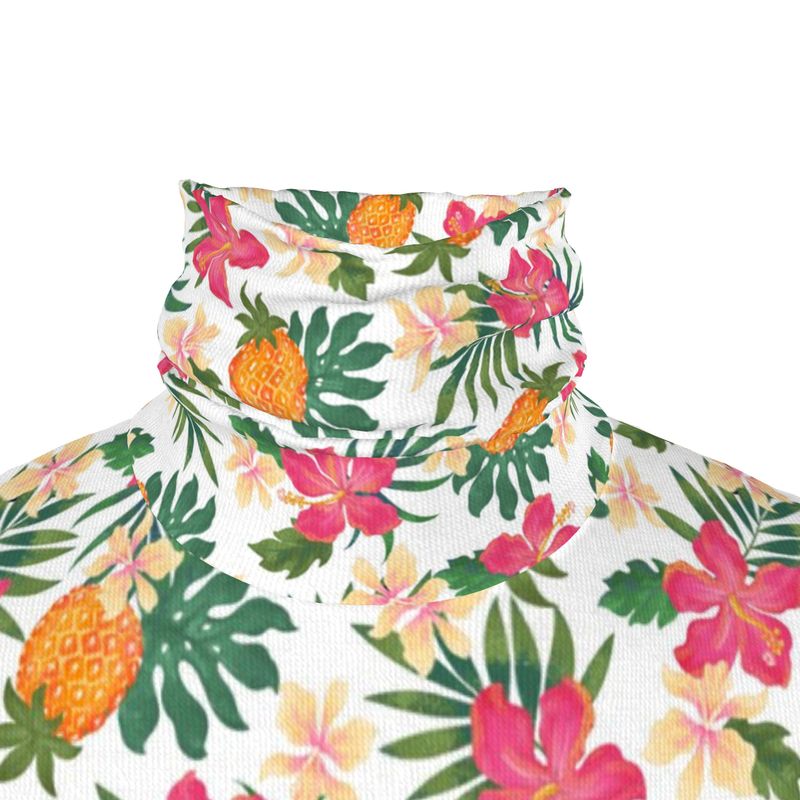 Men’s High-Roll Turtleneck — Pineapple Paradise Coral Dreams
