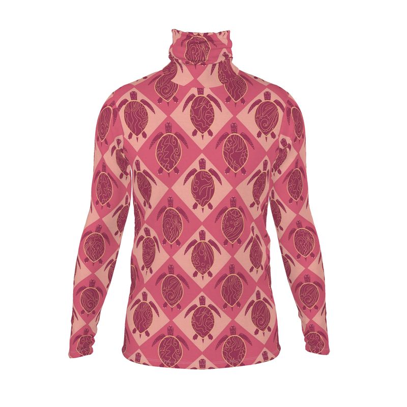 Men’s High-Roll Turtleneck — Topo Turtle Rosé Tide