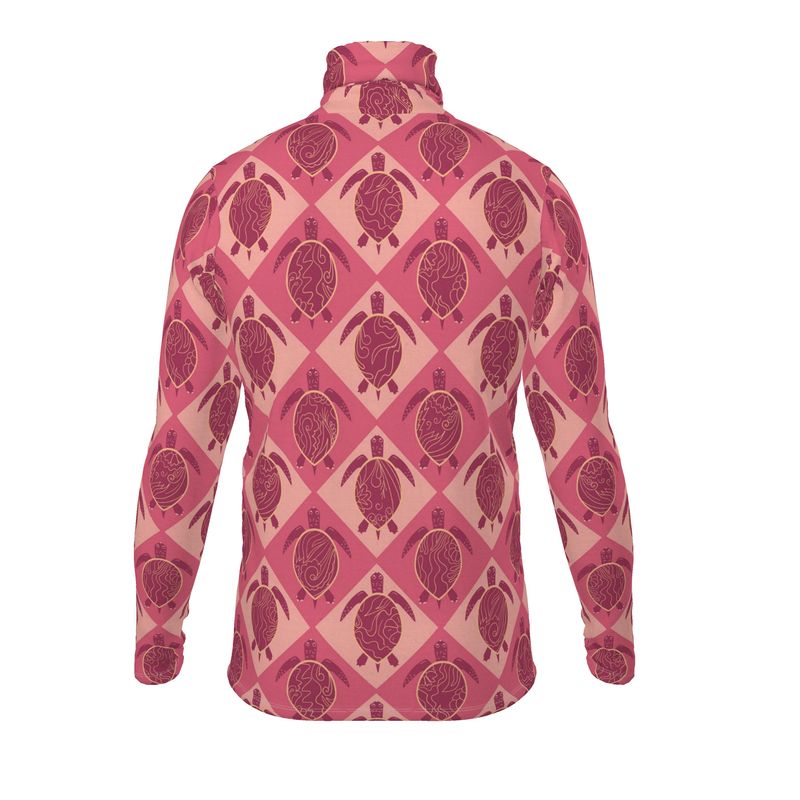 Men’s High-Roll Turtleneck — Topo Turtle Rosé Tide