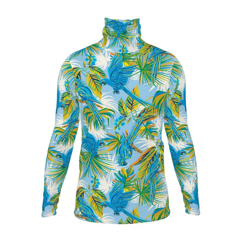 Men’s High-Roll Turtleneck — Tropical Macaw
