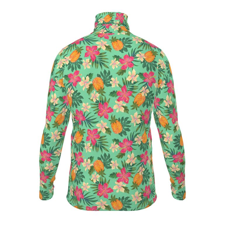 Men’s High-Roll Turtleneck — Pineapple Paradise Aloe Mist