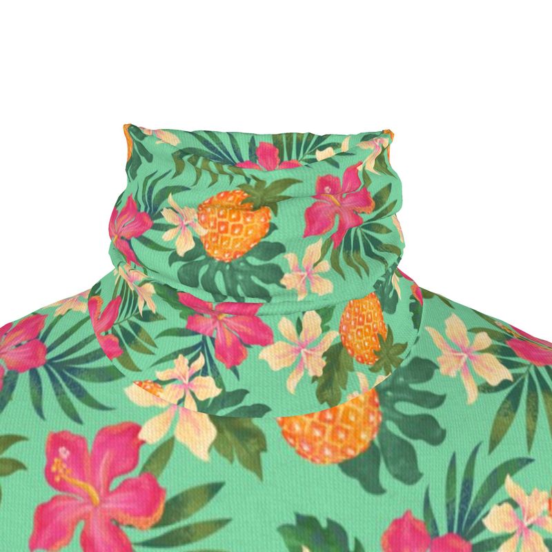 Men’s High-Roll Turtleneck — Pineapple Paradise Aloe Mist