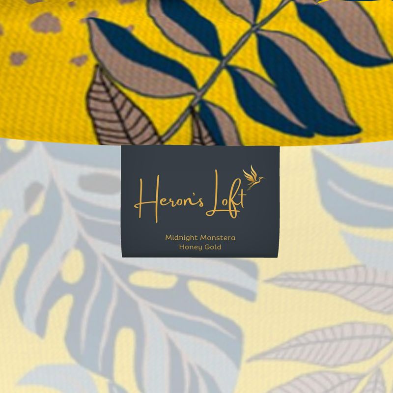 Men’s High-Roll Turtleneck — Midnight Monstera Honey Gold