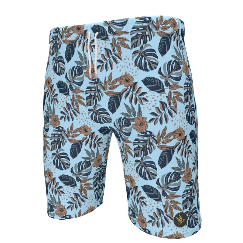 Men's Knee Length Gym Shorts — Midnight Monstera Bluehaven